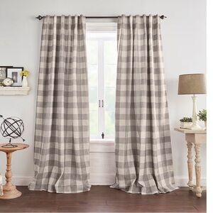 Buffalo Plaid Gray and White Plaid Curtains 52” x 84” 2 panels